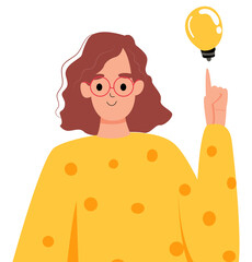 The girl had a new idea, an idea in the form of a light bulb.
