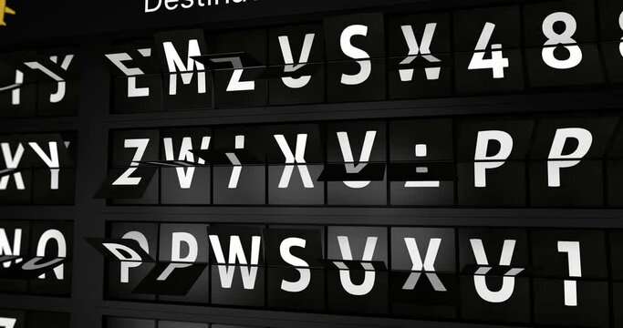 3D generated animation, analog flight information display board with the arrival city of Sapporo, 4 different animations
