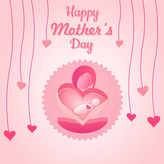 Happy Mother's Day Greeting Card poster flyer invitation, Mother Day, Mom Day, Mom cuddling baby