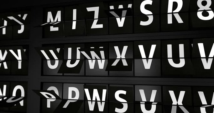 3D generated animation, analog flight information display board with the arrival city of Kyoto, 4 different animations