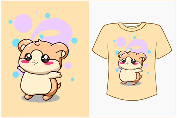 Mockup cute hamster cartoon illustration