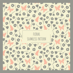 Butterflies and flowers vector seamless pattern. Retro floral and butterfly print for paper and fabric.