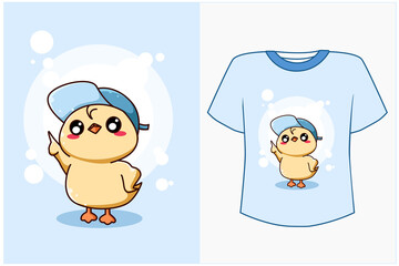 Mockup happy duck cartoon illustration