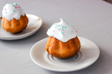 Rum baba is a confection made of sweet yeast dough.