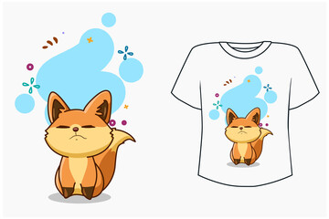 Mockup happy fox cartoon illustration