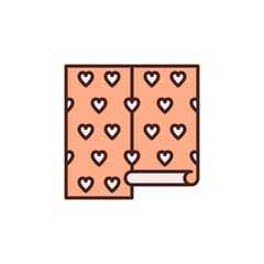 Colored Wallpaper Roll with Heart Texture vector icon