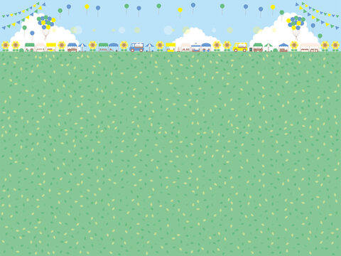 シンプルな夏のフリーマーケットの背景イラスト 上にある遠景のバージョン