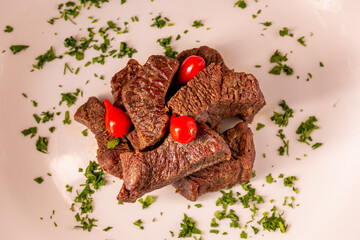 special meat cutting dish with beak pepper