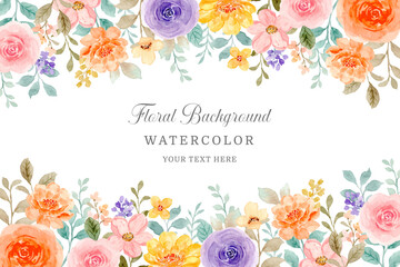 Colorful watercolor rose flower background
