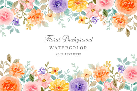 Colorful watercolor rose flower background