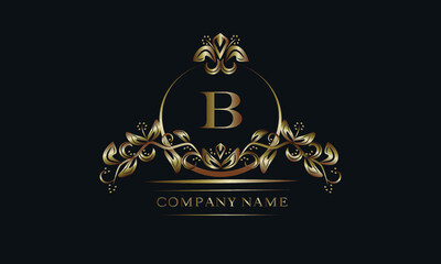 Elegant bronze monogram with the letter B. Exquisite business sign, identity for a hotel, restaurant, jewelry.