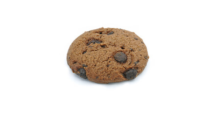 Choco chip cookie, Tasty sweet biscuit chocolate pastry, Isolated on white background