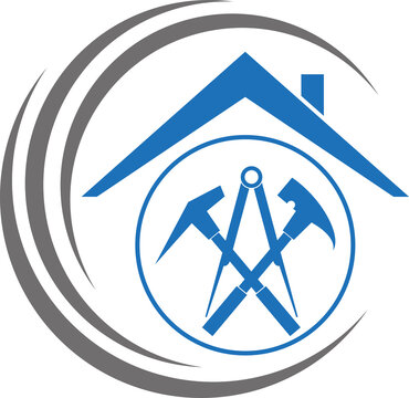 Dach und Werkzeuge, Dachdecker Werkzeuge, Dachdecker Logo