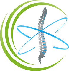 Wirbelsäule und Kreise, Rücken, Orthopädie Logo, Icon