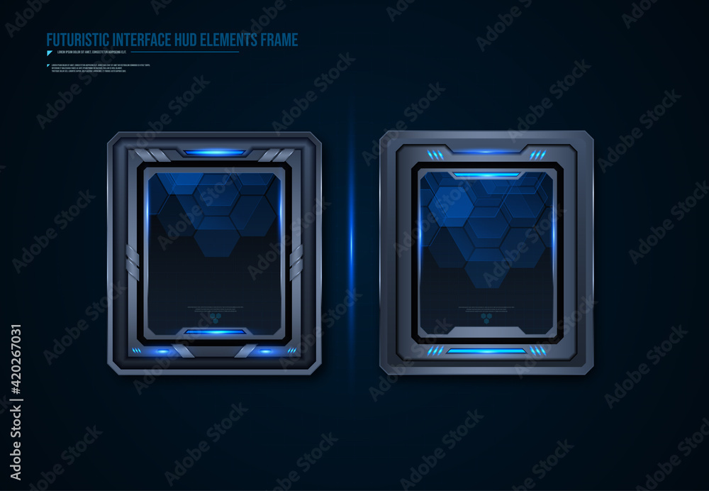 Poster futuristic technology frames interface hud element design for ui games. web and app. futuristic user