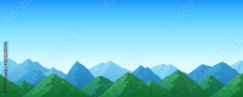 山の風景イラスト シームレスな背景 Wall Mural Wallpaper Murals ふわぷか