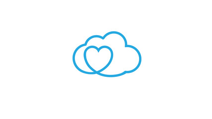 Creative Blue Cloud Heart Love Symbol Logo Vector  