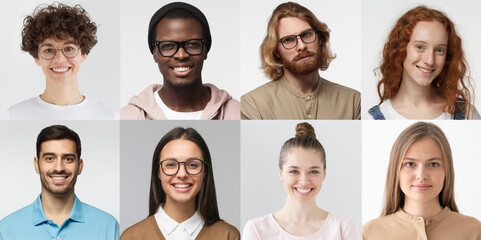 Collage of portraits and faces of multiracial group of various smiling people, good use for userpic...