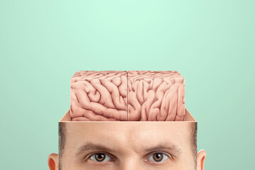 The concept of non-standard thinking and creativity., The male head is open from which the square...