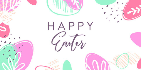 Easter. Easter eggs. Trendy vector art template suitable for social media posts, mobile apps, banners design. Spring holidays. Happy Easter