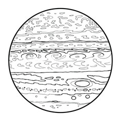 Drawing of Jupiter - hand sketch of planet of the Solar System