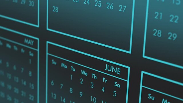 close-up of a monthly calendar (3d render)