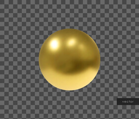 Vector 3d geometric object. Isolated metallic gold sphere.