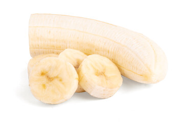 Fototapeta na wymiar Slices of Banana fruit Isolated on a white background.