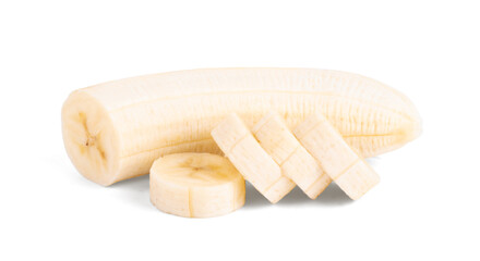 Slices of Banana fruit Isolated on a white background.
