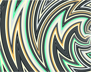 modern colorful lines rotated white lines in circle form on black background. Geometric art. Design element. Digital image with a psychedelic stripes. Vector illustration