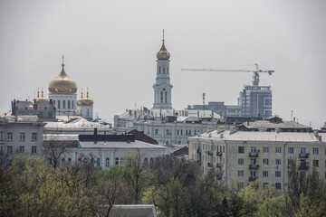 Fototapeta na wymiar View of the city of Rostov-on-Don with a bird's-eye view
