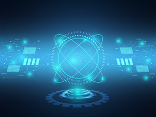 abstract blue futuristic technology background data transfer with circuit