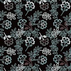 Оriginal seamless botanical pattern with oriental motifs in limited colors