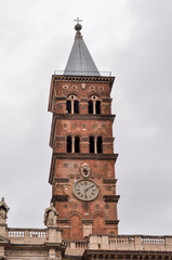 Fototapeta na wymiar Tower of Santa Maria Maggiore basilica in Rome, Italy
