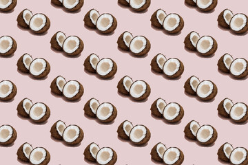 Pattern coconut isolated on pink background