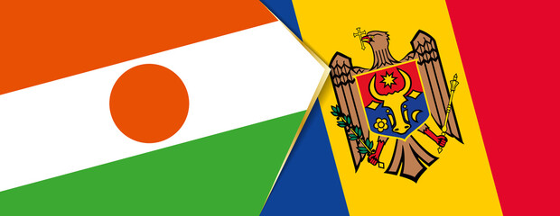 Niger and Moldova flags, two vector flags.