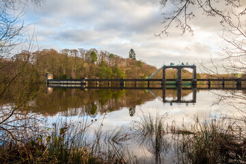 Fototapeta na wymiar Earlstoun Loch and Dam on the Galloway Hydro Electric Scheme, Dalry, Galloway,