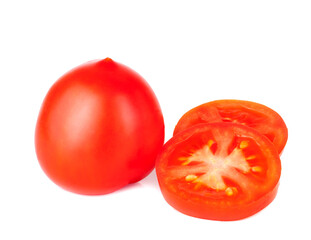 Tomato and slices isolated on a white background