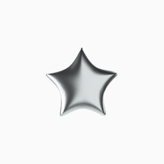 Vector 3d silver star. Realistic silver isolated object.