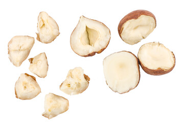 Hazelnuts isolated on white background, top view