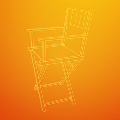 Director movie workplace chair. Wireframe low poly mesh