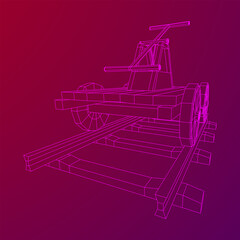 Handcar transportation. Draisine or rail vehicle. Wireframe low poly