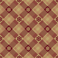 Plaid pattern vector background in red, brown.