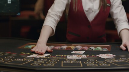 Croupier gambling table in casino