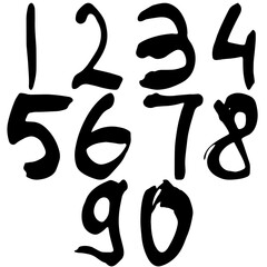 Vector hand-drawn black grunge font isolated on white background.	
