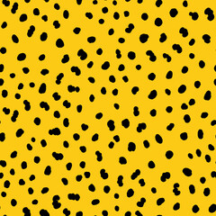 Abstract modern leopard seamless pattern. Animals trendy background. Yellow and black decorative vector stock illustration for print, card, postcard, fabric, textile. Modern ornament of stylized skin