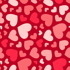 Vector seamless pattern with hearts. Valentines day background. Red and pink colors. Love romantic theme. Abstract repeated texture. Elegant decorative design for decor, fabric, gift paper, package