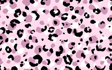 Abstract modern leopard seamless pattern. Animals trendy background. Pink and black decorative vector stock illustration for print, card, postcard, fabric, textile. Modern ornament of stylized skin.