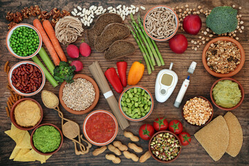 Low glycemic vegan diet food for diabetics below 55 on the GI index with testing and lancing...