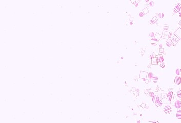 Light Purple, Pink vector template with crystals, circles, squares.